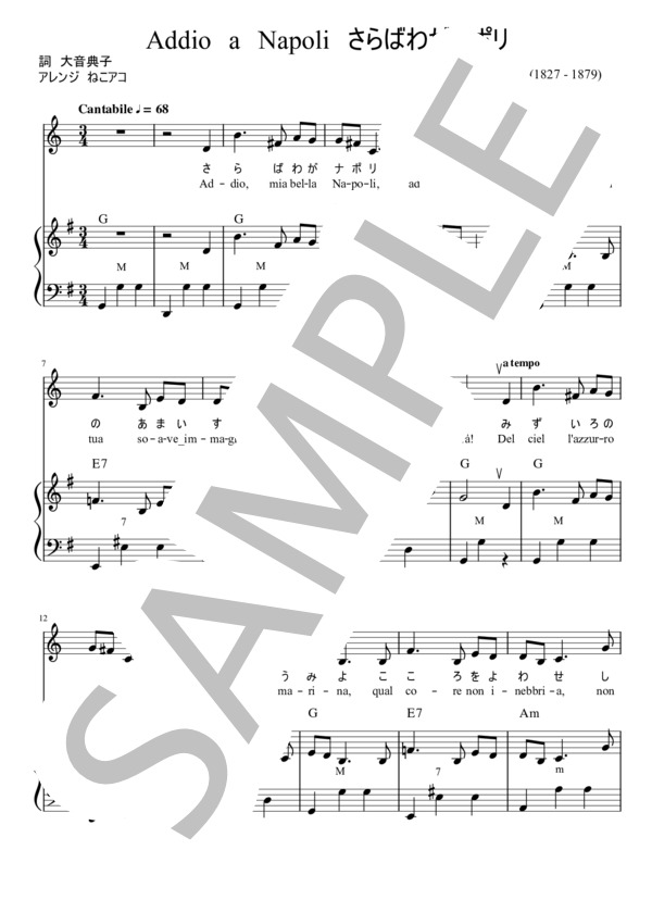 楽譜】さらばわがナポリ / テオドロ・コットラウ (アコーディオン / 初