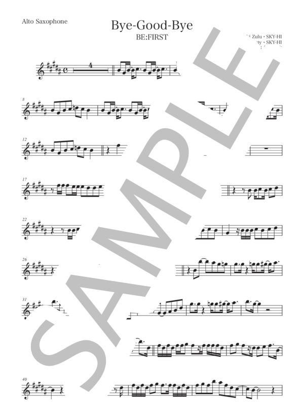 楽譜】Bye-Good-Bye / SKY-HI (アルトサックス / 中級) - Piascore