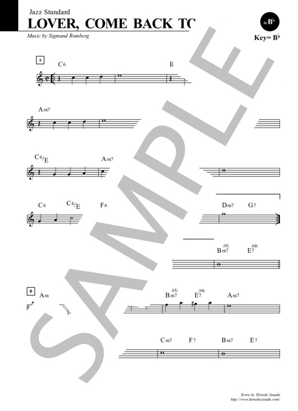 楽譜】LOVER COME BACK TO ME in B♭ / 恋人よ我に返れ / ジャズ