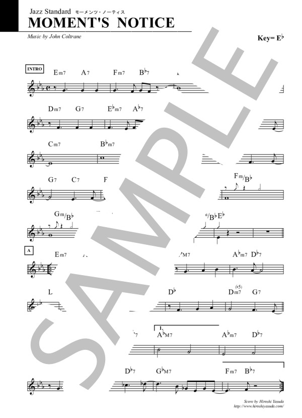 楽譜】Moment's Notice / モーメンツ・ノーティス / ジャズ