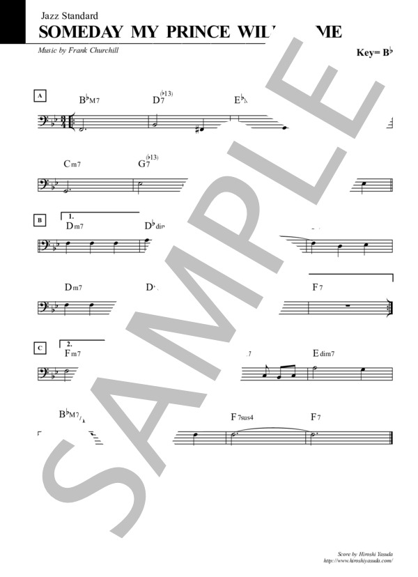 楽譜】いつか王子様が ヘ音記号 / Someday My Prince Will Come