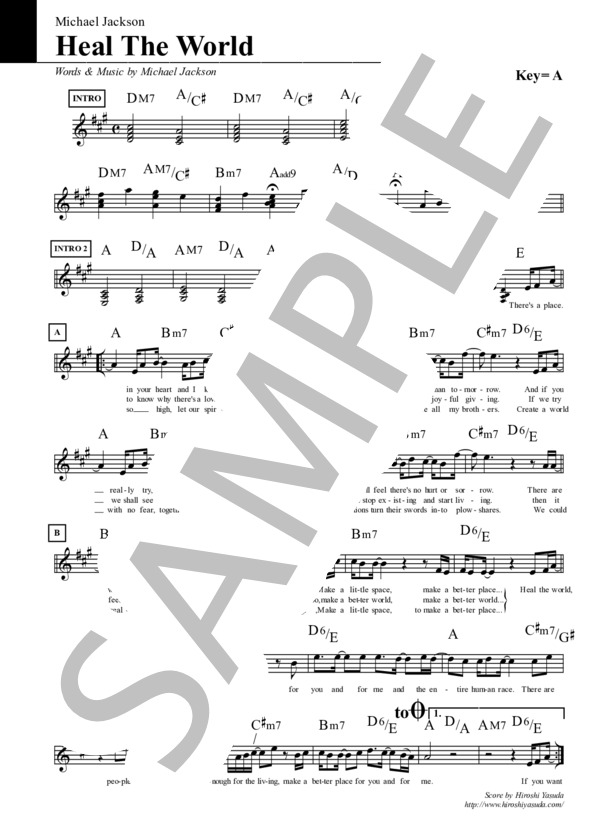 【フルート】Heal The World (Key=A) / ヒール・ザ・ワールド / マイケル・ジャクソン /  ファンク＆ソウル・スタンダード・ライブラリ (Sheet Music)