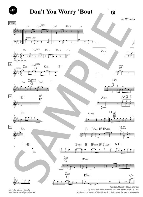 楽譜 Don T You Worry Bout A Thing Ineb ファンク ソウル スタンダード ライブラリ Sheet Music スティーヴィー ワンダー メロディ その他 Piascore 楽譜ストア