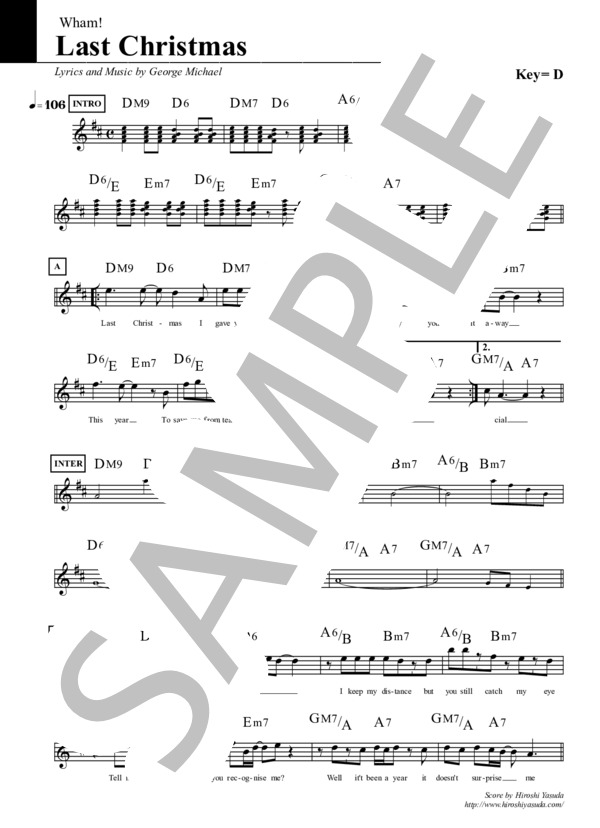 【フルート】Last Christmas（Key=D）/ ラスト・クリスマス / Wham! / クリスマス・スタンダード・ライブラリ（Sheet  Music）