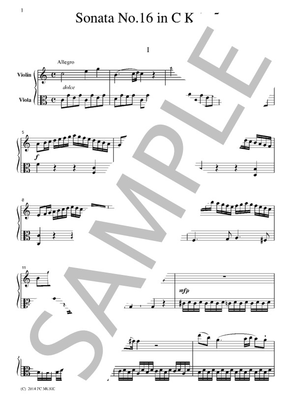 楽譜】モーツァルト ピアノソナタ 第16番 ハ長調 K.545 ヴァイオリンと