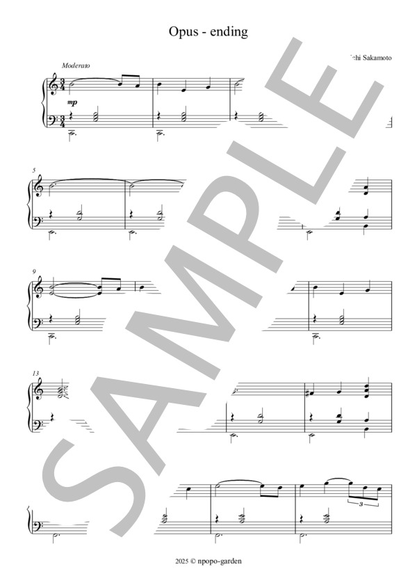 楽譜】Opus - ending / 坂本 龍一 (ピアノソロ / 初級) - Piascore