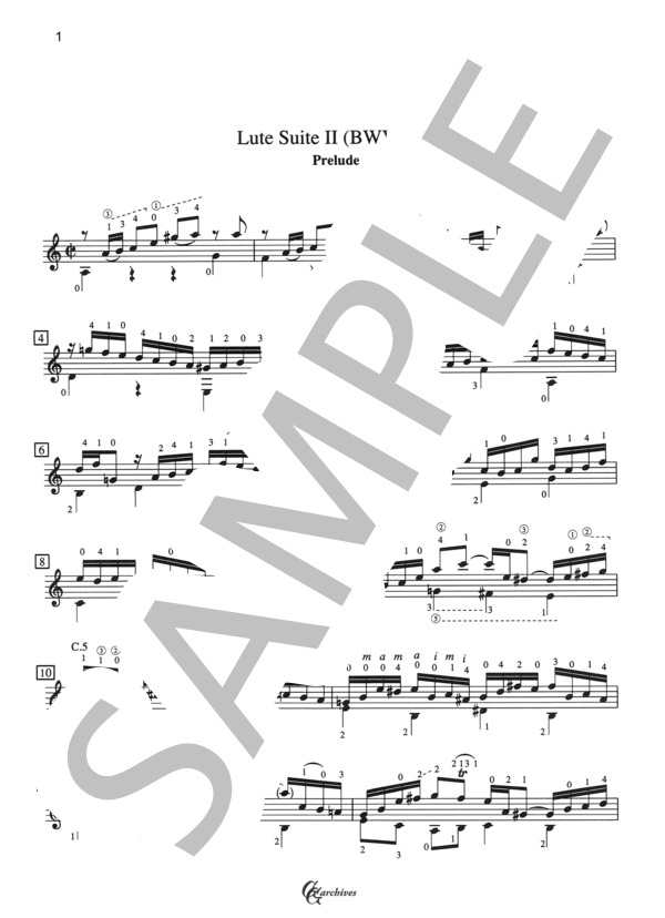 楽譜】バッハ：リュート組曲第2番BWV997 ヨハン・セバスチャン・バッハ (ギターソロ 中級) Piascore 楽譜ストア