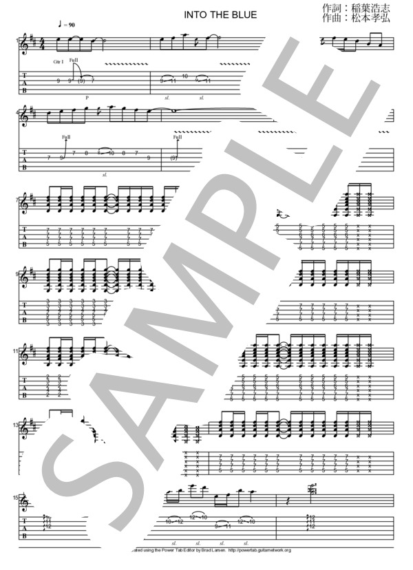 楽譜】INTO THE BLUE / TAK MATSUMOTO (エレキギター / 中級