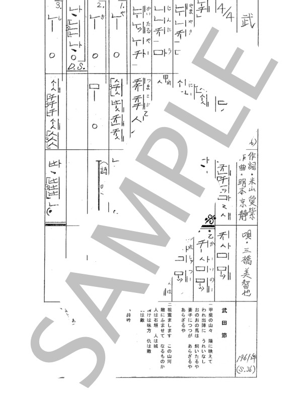 楽譜】都山流尺八楽譜 武田節 / 三橋 美智也 (尺八 / その他