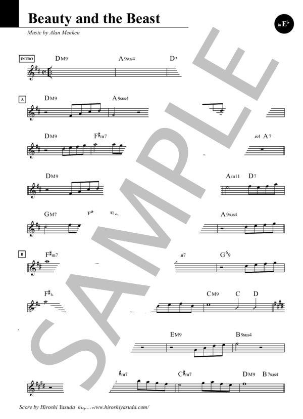 楽譜】Beauty and the Beast in E♭ / ビューティーアンドザビースト